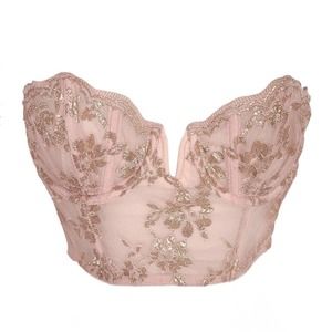 Victoria's Secret  Dream Angel Pink bustier gold floral print size 34B